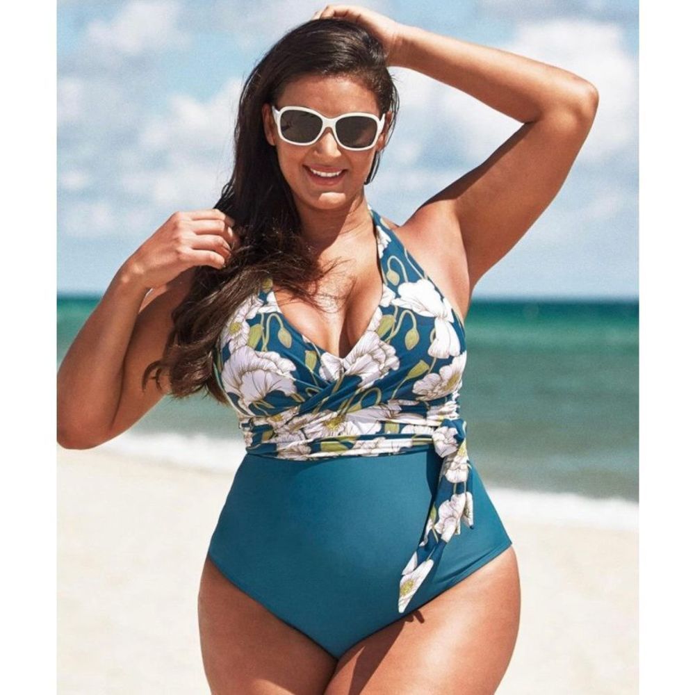Cupshe Floral Teal One Piece Swimsuit
